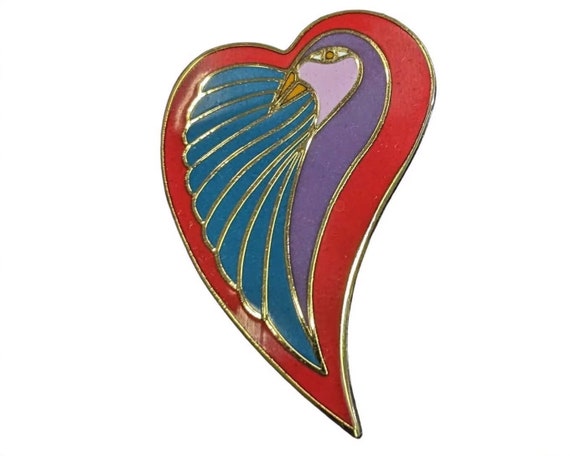 Laurel Burch Signed Dove Heart Pin - Vintage Peace Brooch