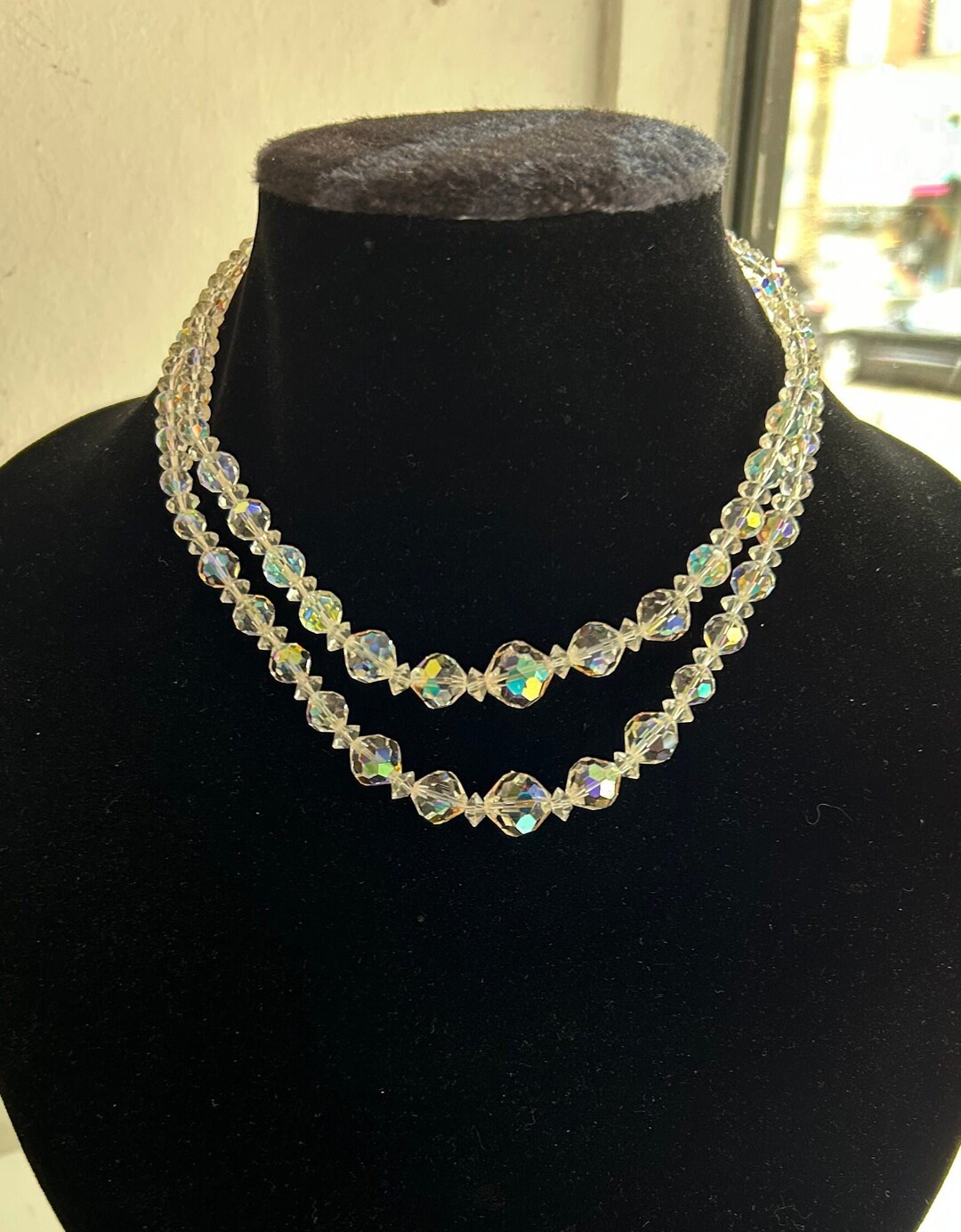 Double Strand Multicolor Necklace with Pink Austrian Gem main image 0