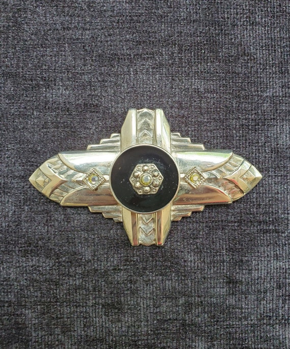 1940s Chrome Art Deco Pin/Brooch - image 1