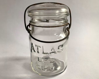 Clear Pint Atlas E-Z Seal Jar - early Hazel Atlas Logo  -Glass Lid Included