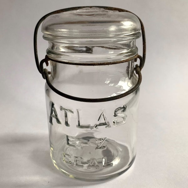 Clear Pint Atlas E-Z Seal Jar - early Hazel Atlas Logo  -Glass Lid Included