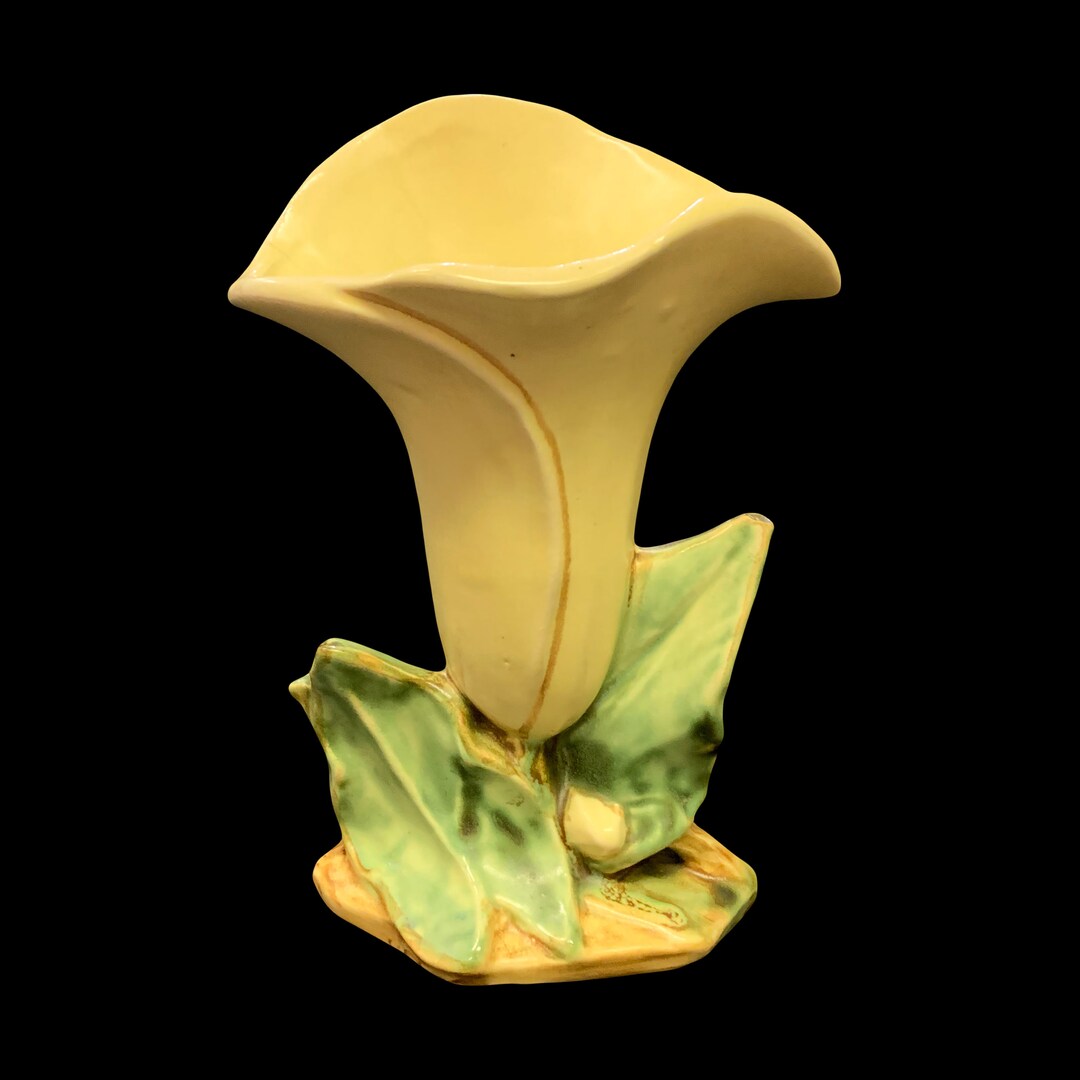 Mccoy Calla Lily Vase Ceramic Vase With a Calla Lily Sign 8.5 Tall