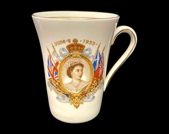 Queen Elizabeth - June 2 1953 Coronation of Elizabeth - English Tea Cup  Souvenir of Coronation - English Souvenir Cup - Royalty Coronation