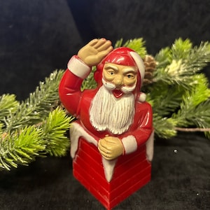 Rosbo Kerst Snoep Houder- Kerstman in Schoorsteen- Vintage Vakantie Decor