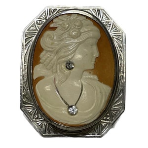 Celluloid Victorian Style Cameo Brooch