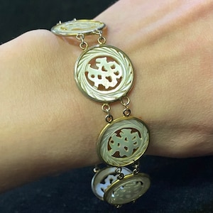 Chinese Mother of Pearl Hand Carved Sense Bracelet - wedding lewelry - Bridal Perfect