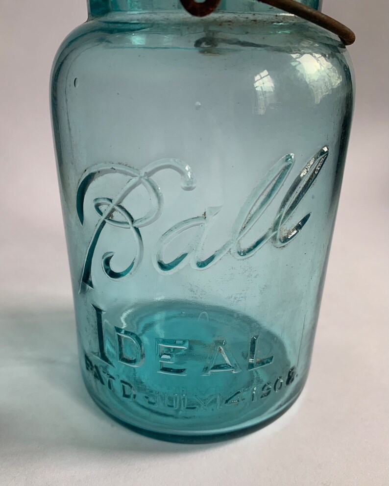 Ball Ideal Mason Jar Pat'd July 14 1908 With Wire Etsy