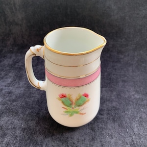 Charles Field Haviland Moss Rose Creamer Pitcher with Gilt Edge - Antique 1870s