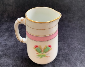 Charles Field Haviland Moss Rose Creamer Pitcher with Gilt Edge - Antique 1870s