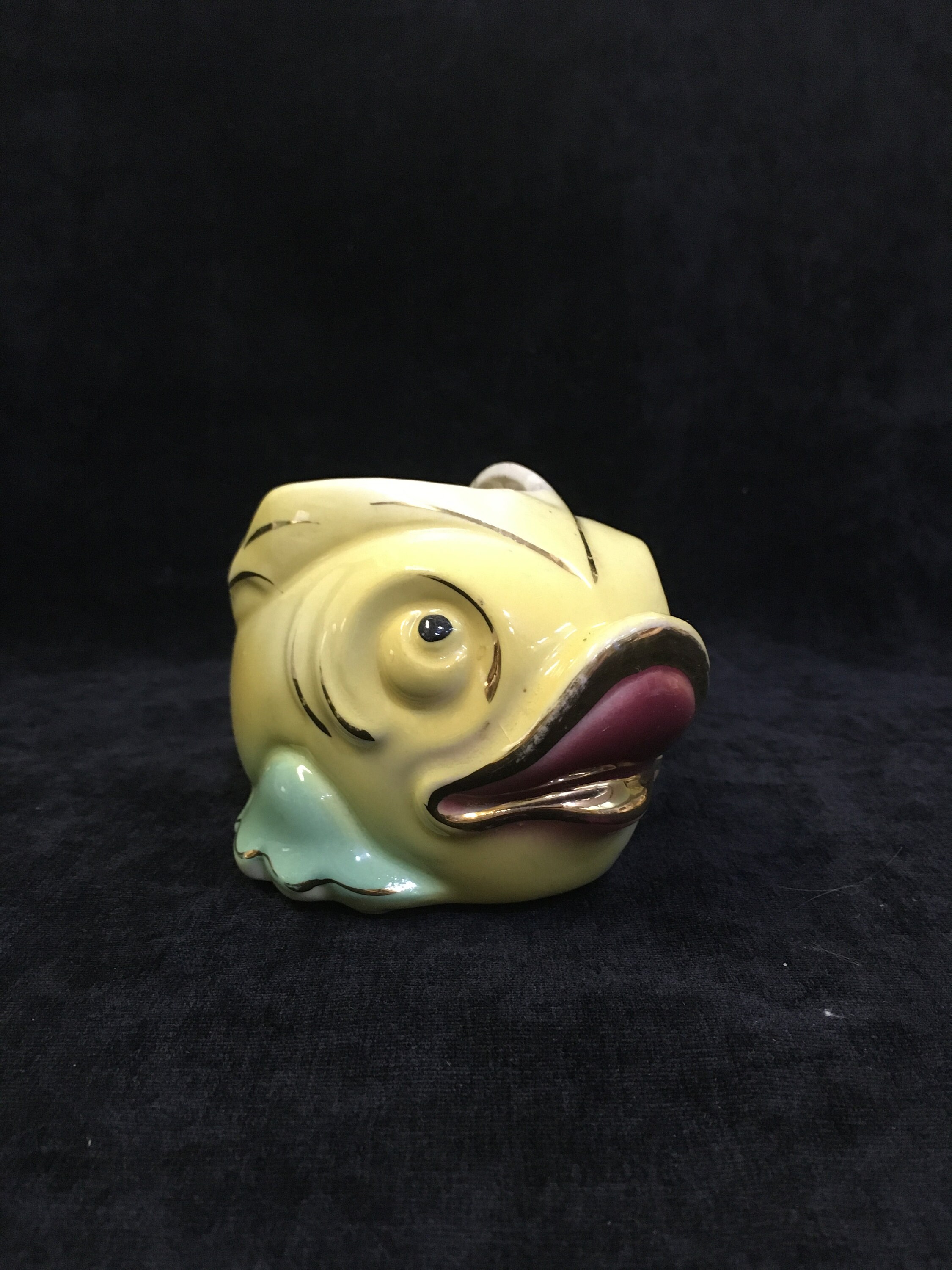 Mccoy Fish Planter Yellow With Gold Trim Midcentury Etsy