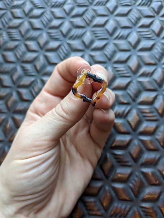 Tortoise Shell Drop Earrings - Post Earrings with… - image 4