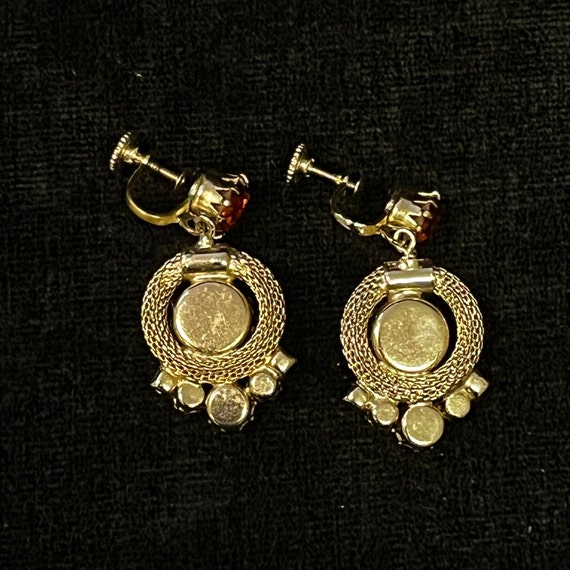 Weiss Hanging Gold and Topaz Gemstone Screw Back … - image 5