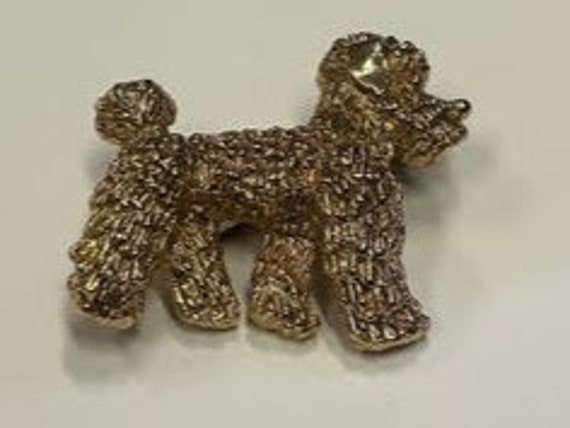 Gold Toned French Poodle Brooch - Vintage 1950s P… - image 1