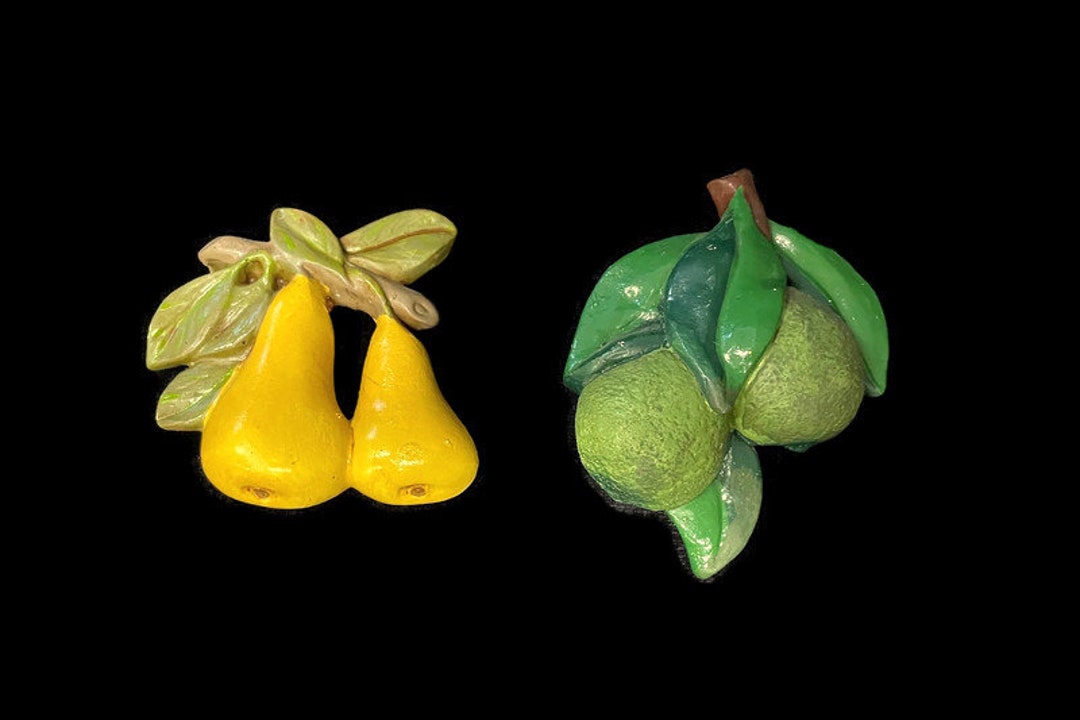 Lime and Pear Hanging Plaster Hand Painted Wall Decor Sold Seperately