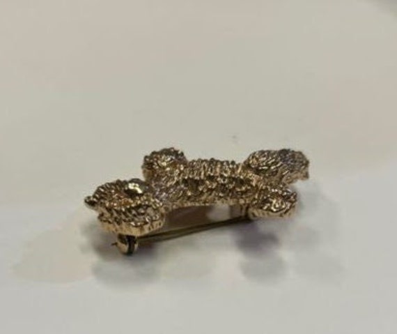 Gold Toned French Poodle Brooch - Vintage 1950s P… - image 2