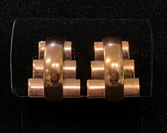 Renoir Earrings - Solid Copper Mid-Century Modern Clip-On Earrings- Collectible Renoir Jewelry