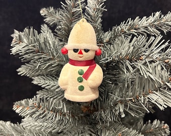 ヴィンテージ フロック加工 スノーマン クリスマスオーナメント 1950