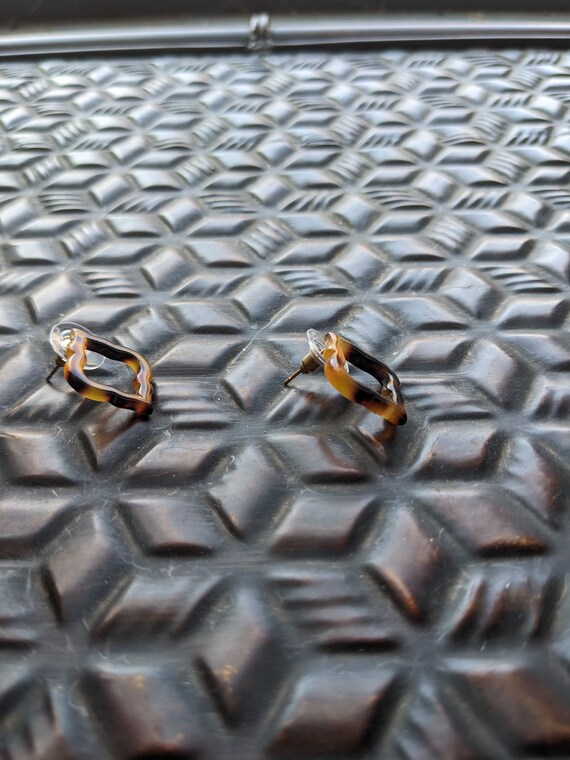 Tortoise Shell Drop Earrings - Post Earrings with… - image 5