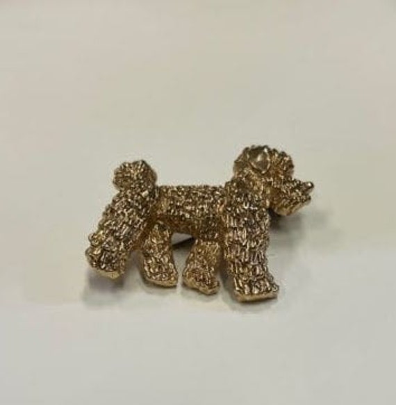 Gold Toned French Poodle Brooch - Vintage 1950s P… - image 3