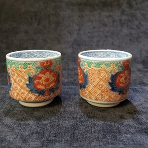 Tee für zwei - ein Paar japanische handbemalte Vintage Teetassen