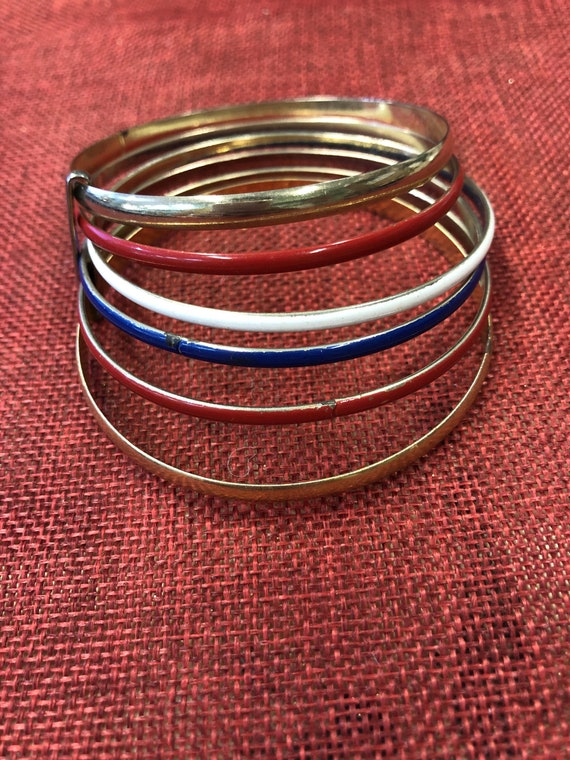 Bangle Bracelets - Red, White, and Blue