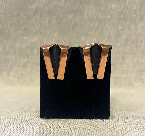 Renoir Copper Clip-On Earrings - Mid Century Mode… - image 1