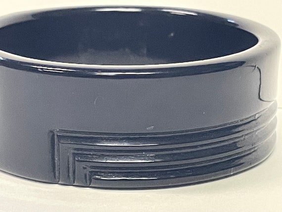 Wide Black Plastic Mid Century Modern Bangle Brac… - image 3