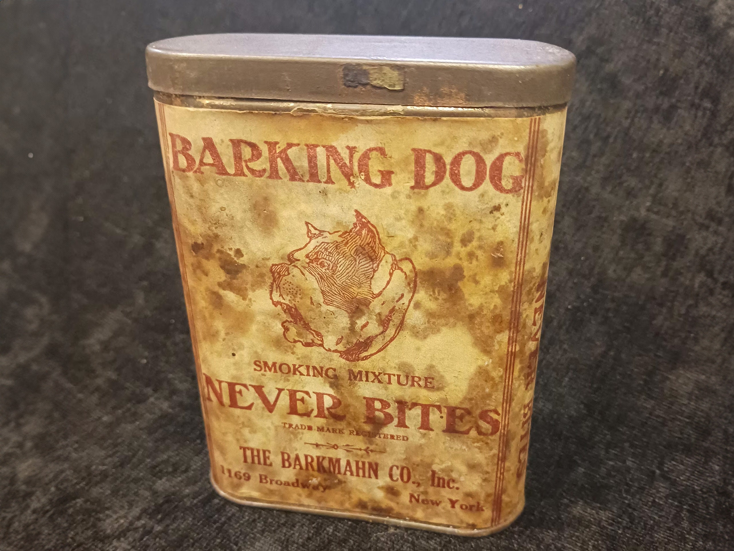 barking dog tobacco Dog Tin Antique