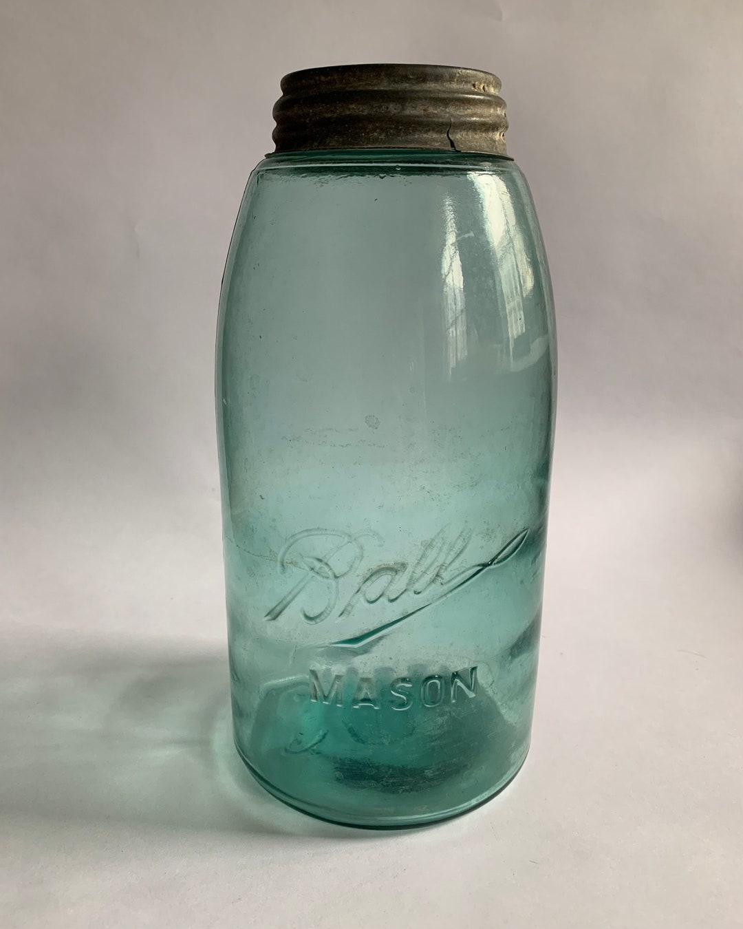 Large Ball Mason Jar Half Gallon Round Shoulder Zinc Lid Etsy