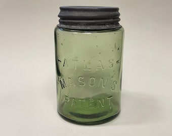 Atlas Mason's Patent Green Tinted Jar with Zinc Lid