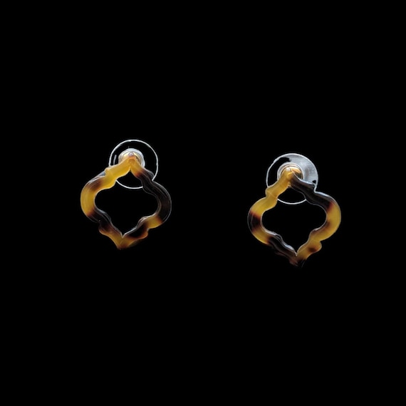 Tortoise Shell Drop Earrings - Post Earrings with… - image 1