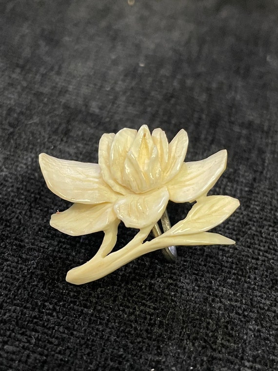 Lotus Flower Carved Earrings - Earrings from Natu… - image 5