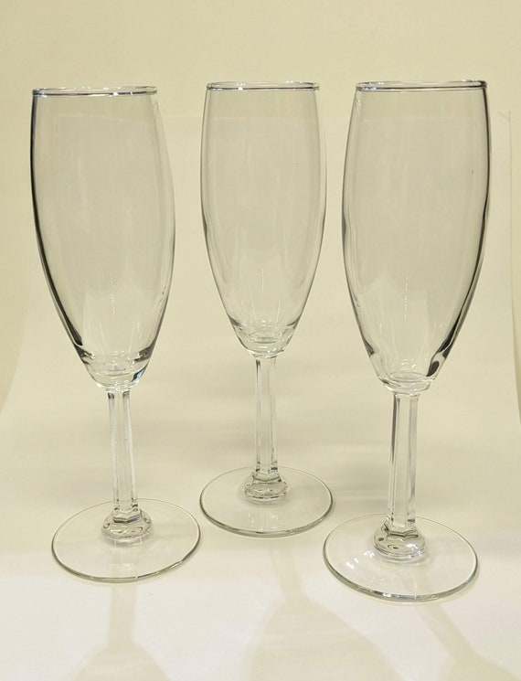 Fancy Champagne Flutes/glasses faceted Stems With Six Sides 3 SOLD  INDIVIDUALLY Wedding Flutes 