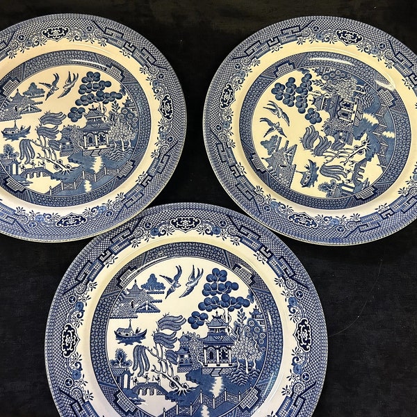 Churchill Blue Willow 10.25" Dinner Plates - 4 Sold Individually - Blue Willow Dinner Size Plate - English china