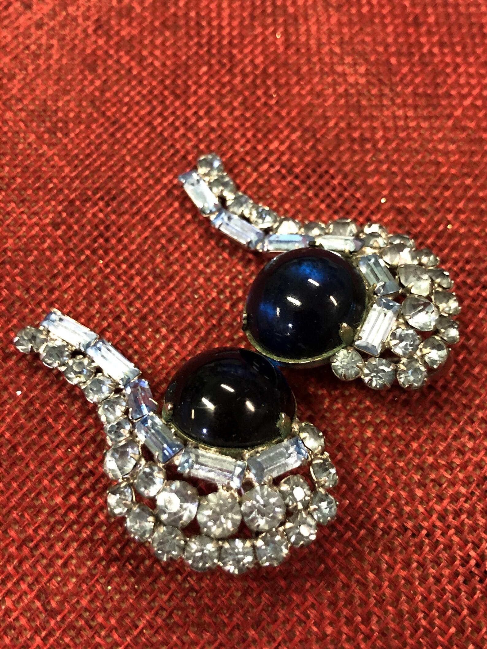 Blue Clasp Earrings Vintage Etsy