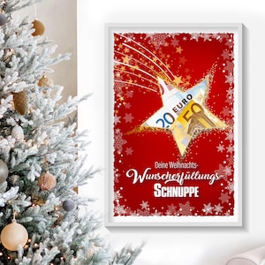 Regalo in denaro - Questa stella cadente esaudisce i desideri di Natale. Come download PDF per la stampa di poster e biglietti pieghevoli A5 A6
