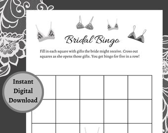 Bridal Bingo Lingerie Shower Game | Printable PDF Download | Bra Theme