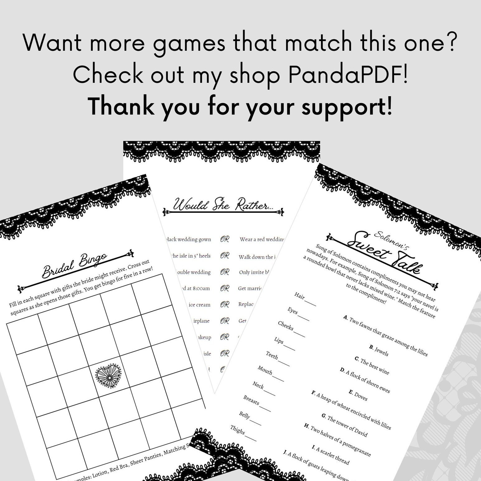 Lingerie Trivia Shower Game | Printable PDF Download | Lace Theme - Etsy