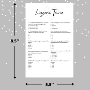 Lingerie Trivia Shower Game | Printable PDF Download | Heart Theme - Etsy