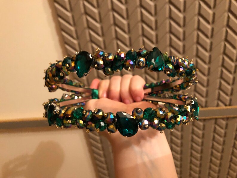 Jewelled headband beaded headbands for women green crystal Etsy