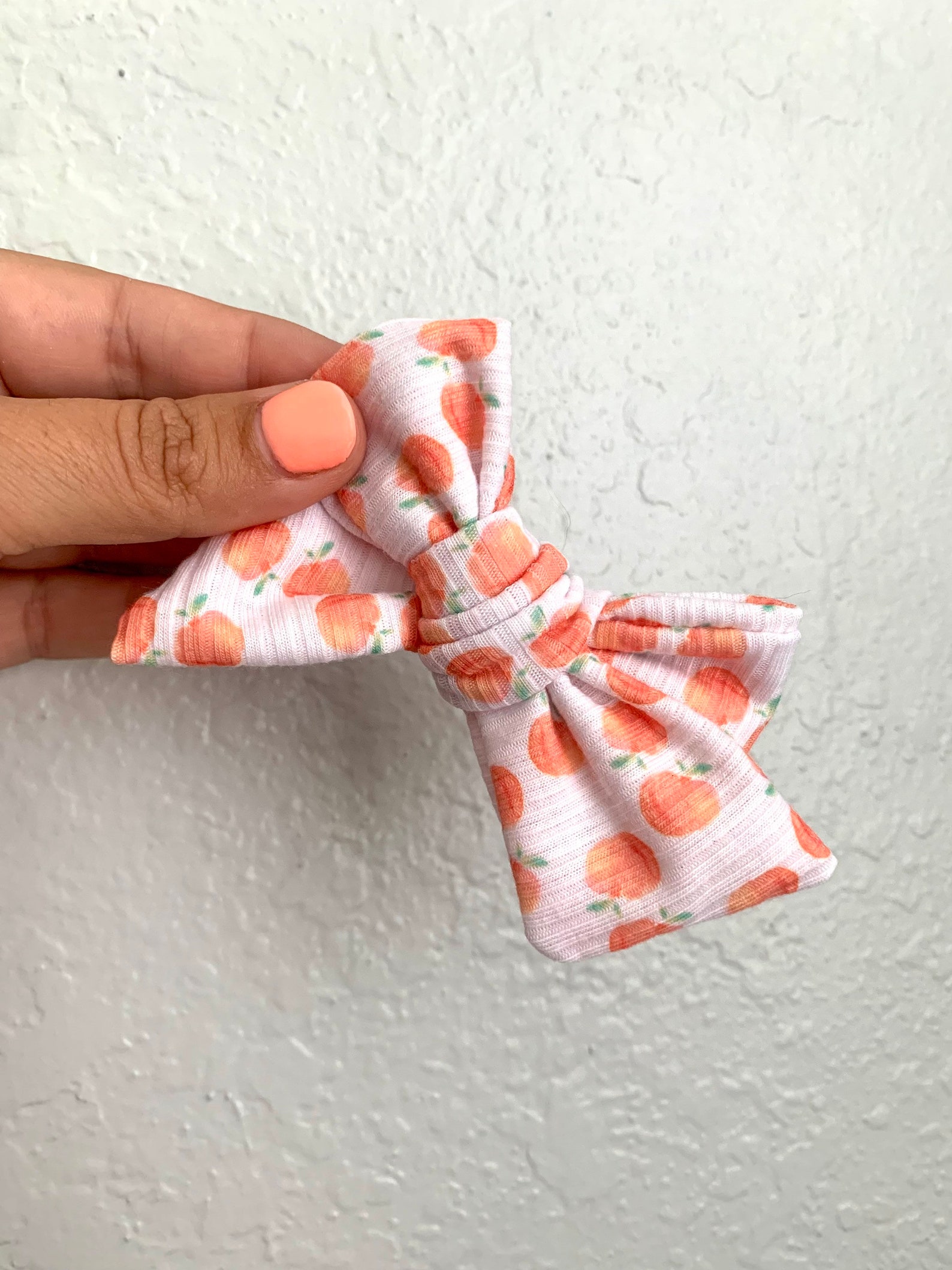 Ribbed Peach Bow, Summer Bow, Baby Hair Bow, Child Hair Bow Etsy