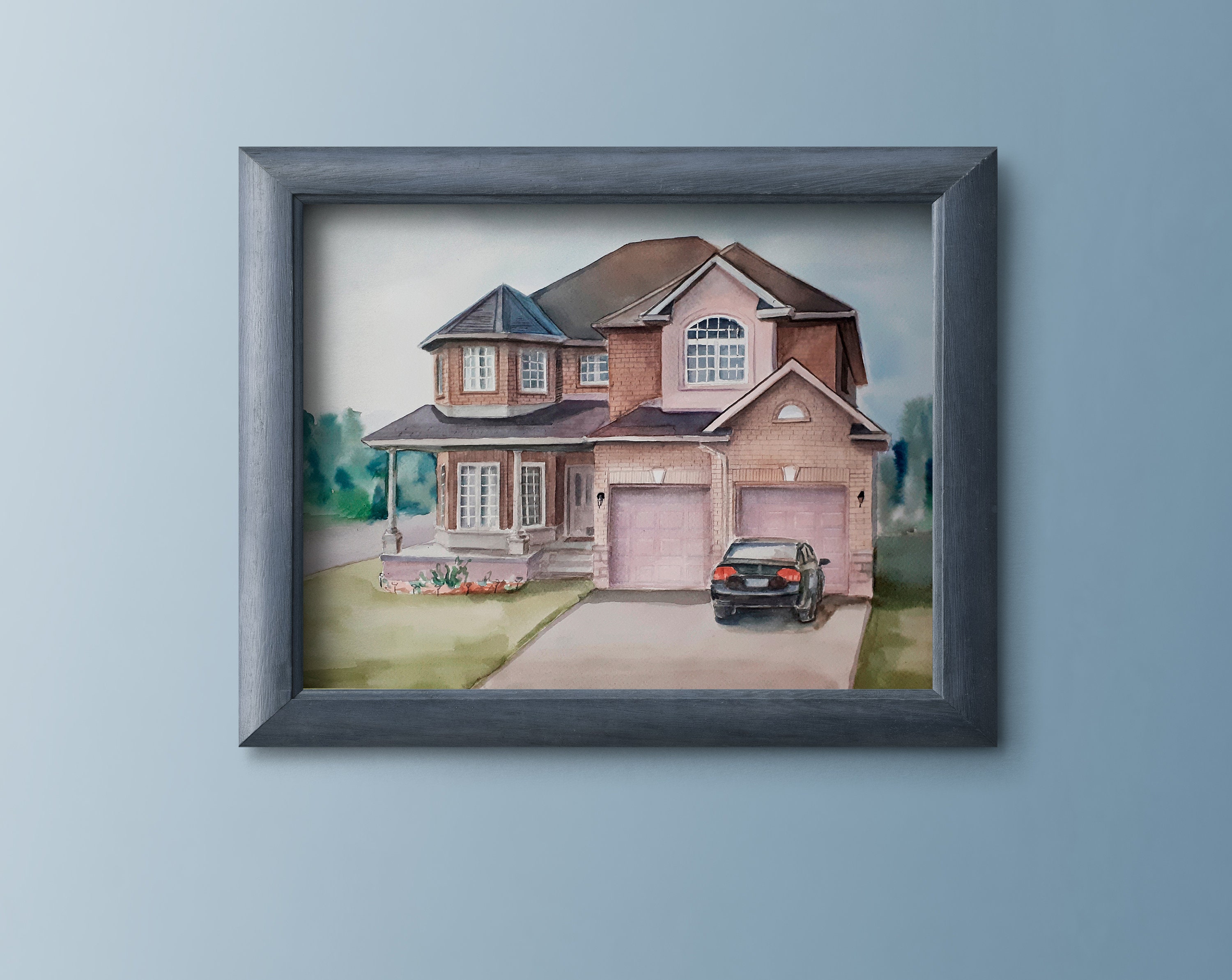 Personalisiertes Hausbild nach Foto Original Aquarellmalerei | Etsy