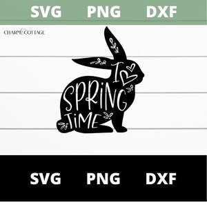Amo i file tagliati primaverili, per Cricut o Silhouette, Spring Bunny Svg, Png, Dxf