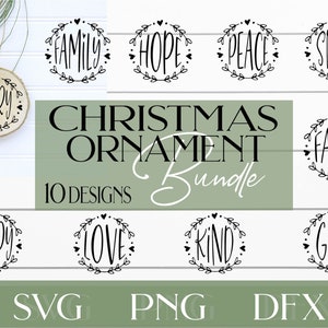 Pacchetto di ornamenti natalizi, file di taglio, per Cricut o Silhouette, svg di Natale rotondo, file di taglio di ornamenti, svg di ornamenti natalizi da fattoria