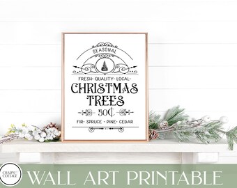 Vintage Christmas Trees Wall Art, Instant Download, printable farmhouse decor, vintage decor, printable vintage wall art, vintage Christmas