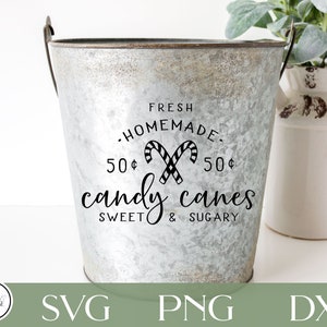 Selbstgemachte Zuckerstange, Cutfile, Für Cricut oder Silhouette, Weihnachten Candy Cane Design, Candy Cane svg, Farmhouse Christmas svg