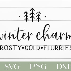 Winter Charm, for Cricut or Silhoutte, Frosty Cold Flurries, Cut files, Winter Svg, winter cut file, farmhouse winter svg, winter sign svg
