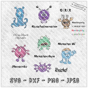 Plotterdatei - Monsterchen - Monster - SVG - DXF - Datei für Kinder - Monsterparty - monströs