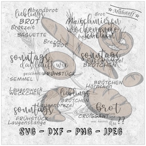 Plotter file - bread bag - bread roll - incl. 24 sayings - SVG - DXF - file - Mithstoff - PNG