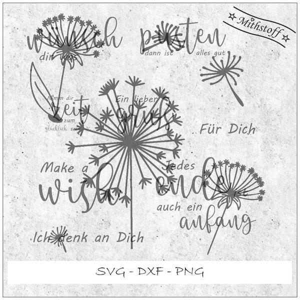 Plotter file - Dandelion - make a wish - SVG - DXF - PNG - File - Mithstoff